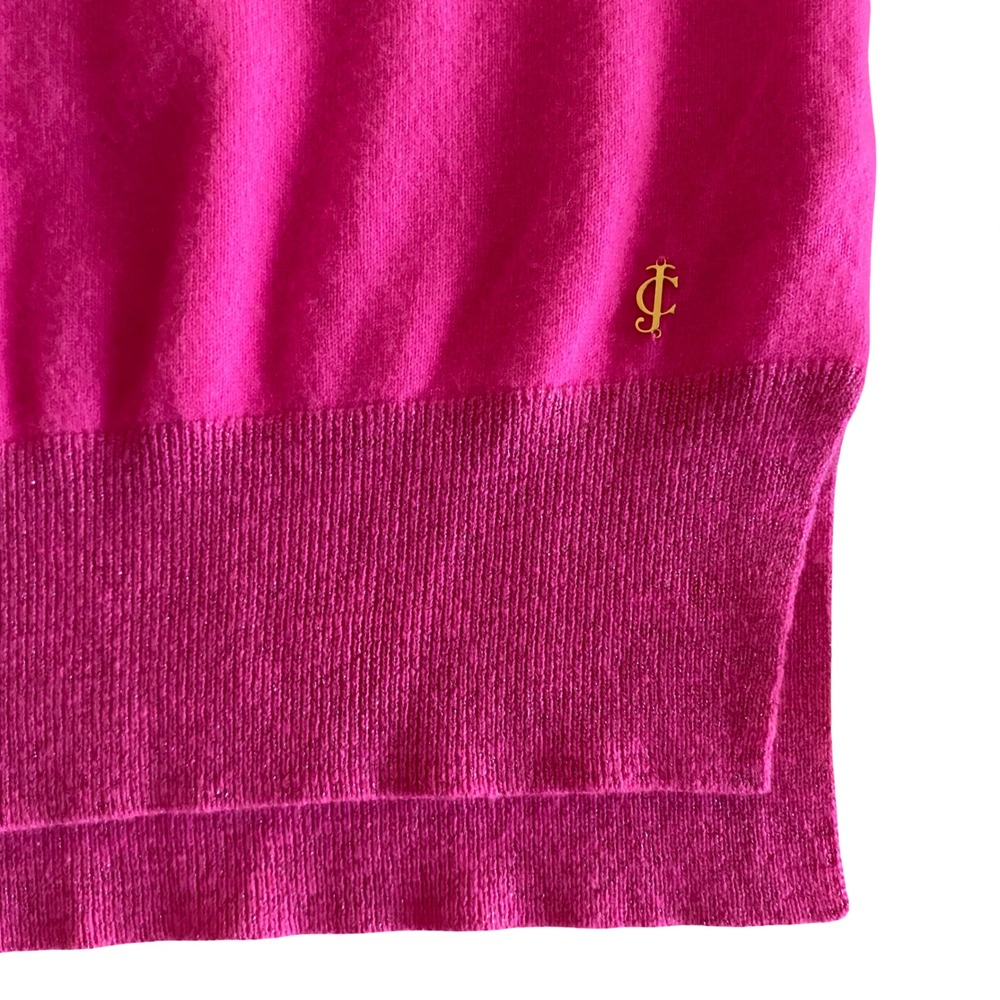 Juicy Couture Cashmere Sweater Pink Bow Glitter Women's Small Y2K Style - Picture 6 of 11